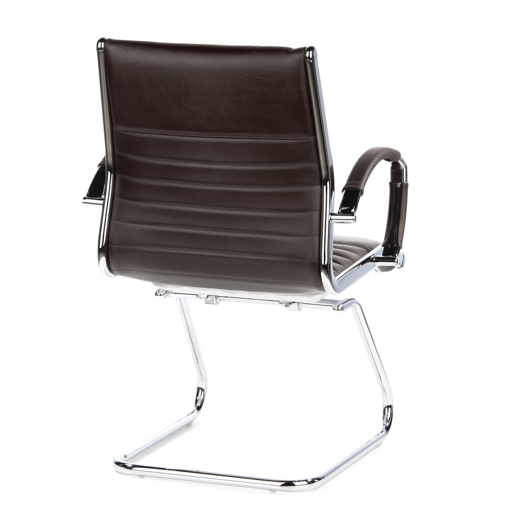 Produktabbildung Nr. 6: hjh OFFICE Konferenzstuhl / Freischwinger / PARMA V Leder, braun Chrom
