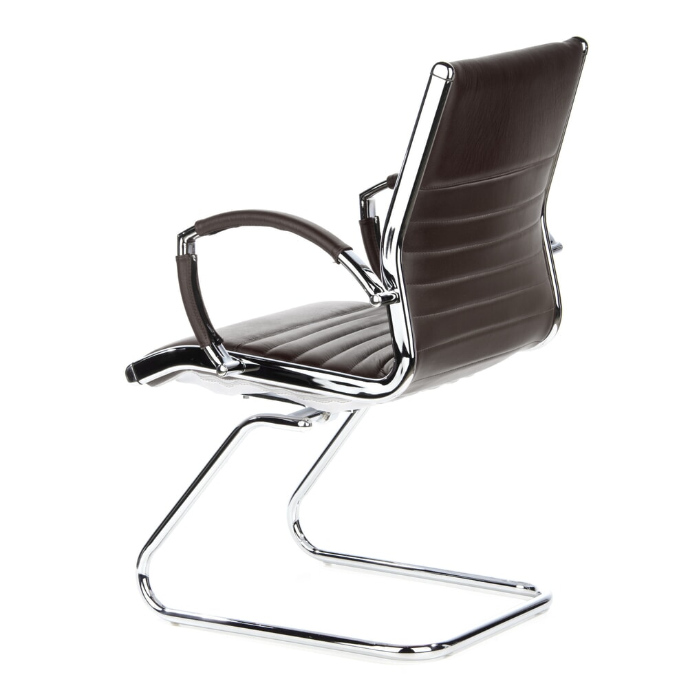 Produktabbildung Nr. 8: hjh OFFICE Konferenzstuhl / Freischwinger / PARMA V Leder, braun Chrom