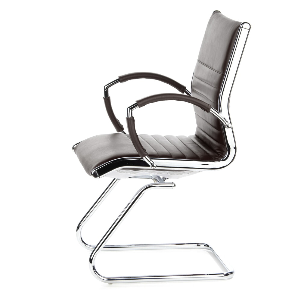 Produktabbildung Nr. 9: hjh OFFICE Konferenzstuhl / Freischwinger / PARMA V Leder, braun Chrom