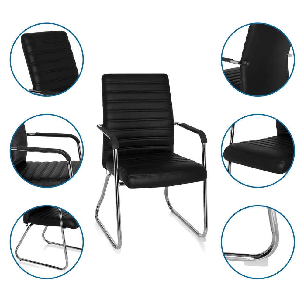 Produktabbildung Nr. 2: hjh OFFICE Konferenzstuhl / Kufenstuhl / STEEL V PU, schwarz
