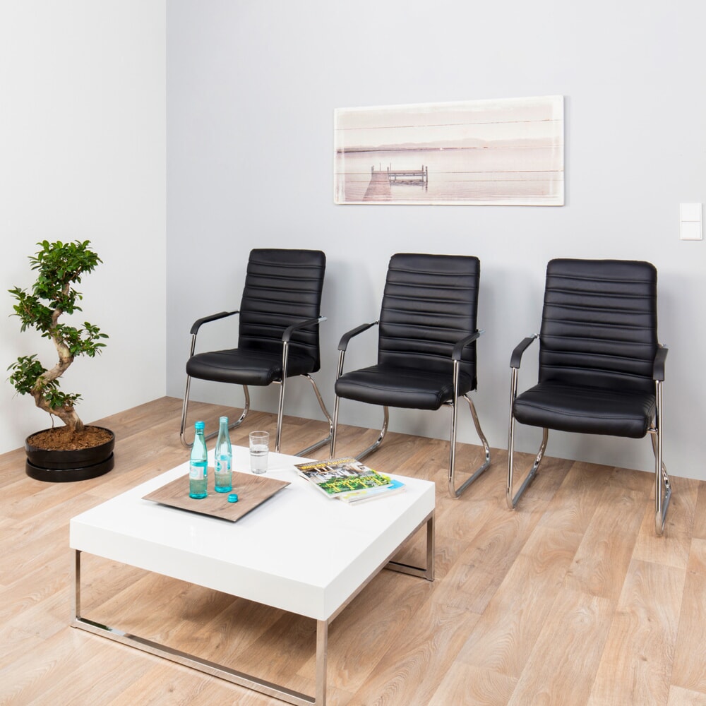 Produktabbildung Nr. 3: hjh OFFICE Konferenzstuhl / Kufenstuhl / STEEL V PU, schwarz