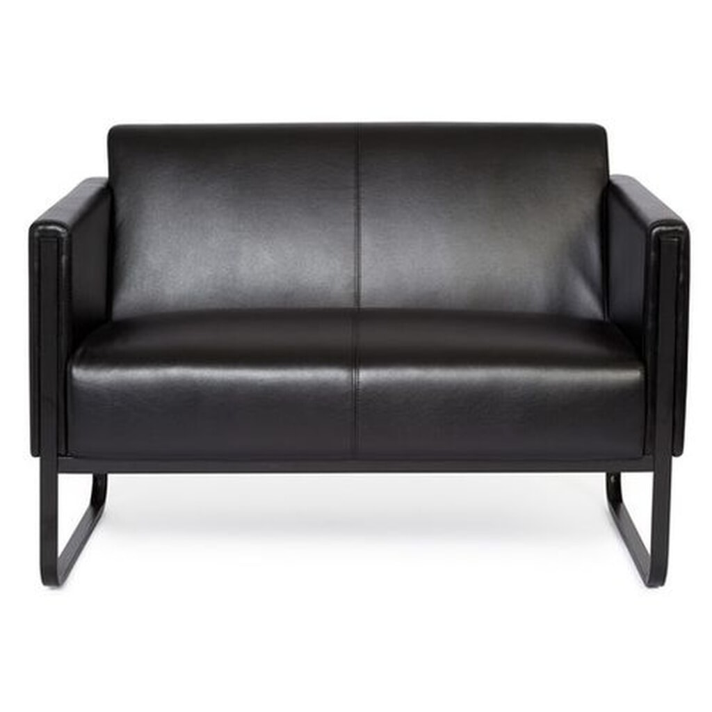Produktabbildung Nr. 1: hjh OFFICE Loungesofa BALI BLACK Gestell schwarz Kunstleder glatt, 2-Sitzer, schwarz