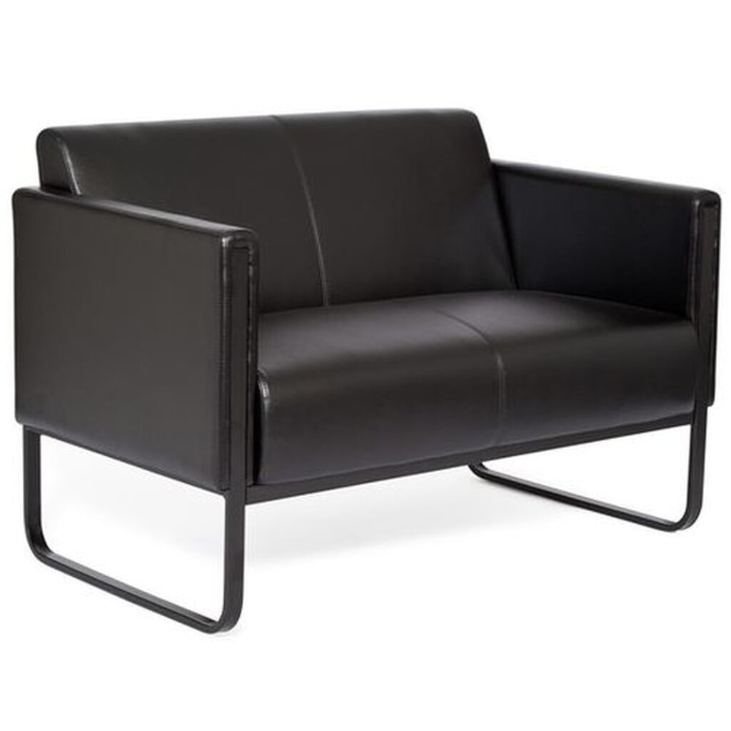 hjh OFFICE Loungesofa BALI BLACK Gestell schwarz Kunstleder glatt, 2-Sitzer, schwarz Produktabbildung Nr. 3: hjh OFFICE Loungesofa BALI BLACK Gestell schwarz Kunstleder glatt, 2-Sitzer, schwarz