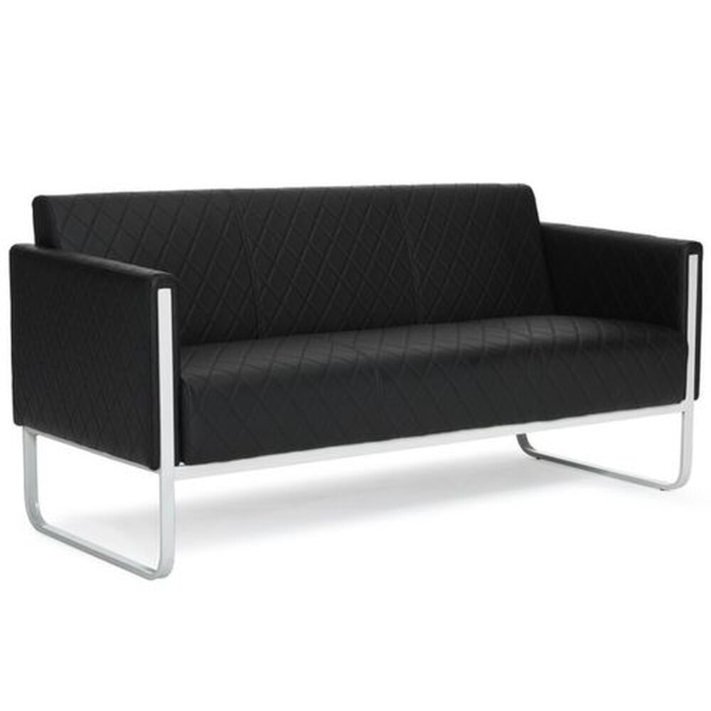 Produktabbildung Nr. 3: hjh OFFICE Loungesofa ARUBA STEP Gestell lichtgrau Kunstleder, 3-Sitzer, schwarz