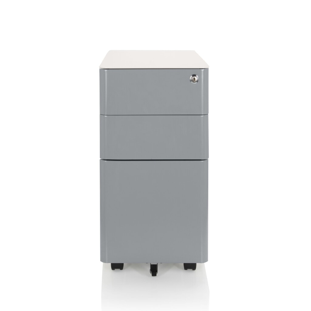 hjh OFFICE Rollcontainer COLOR I Metall, weiss / grau Produktabbildung Nr. 1: hjh OFFICE Rollcontainer COLOR I Metall, weiss / grau