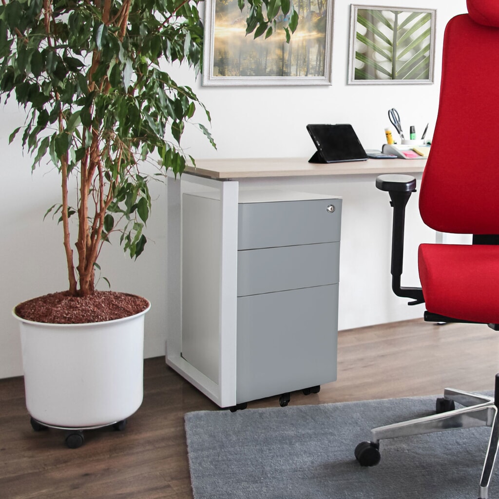hjh OFFICE Rollcontainer COLOR I Metall, weiss / grau Produktabbildung Nr. 6: hjh OFFICE Rollcontainer COLOR I Metall, weiss / grau