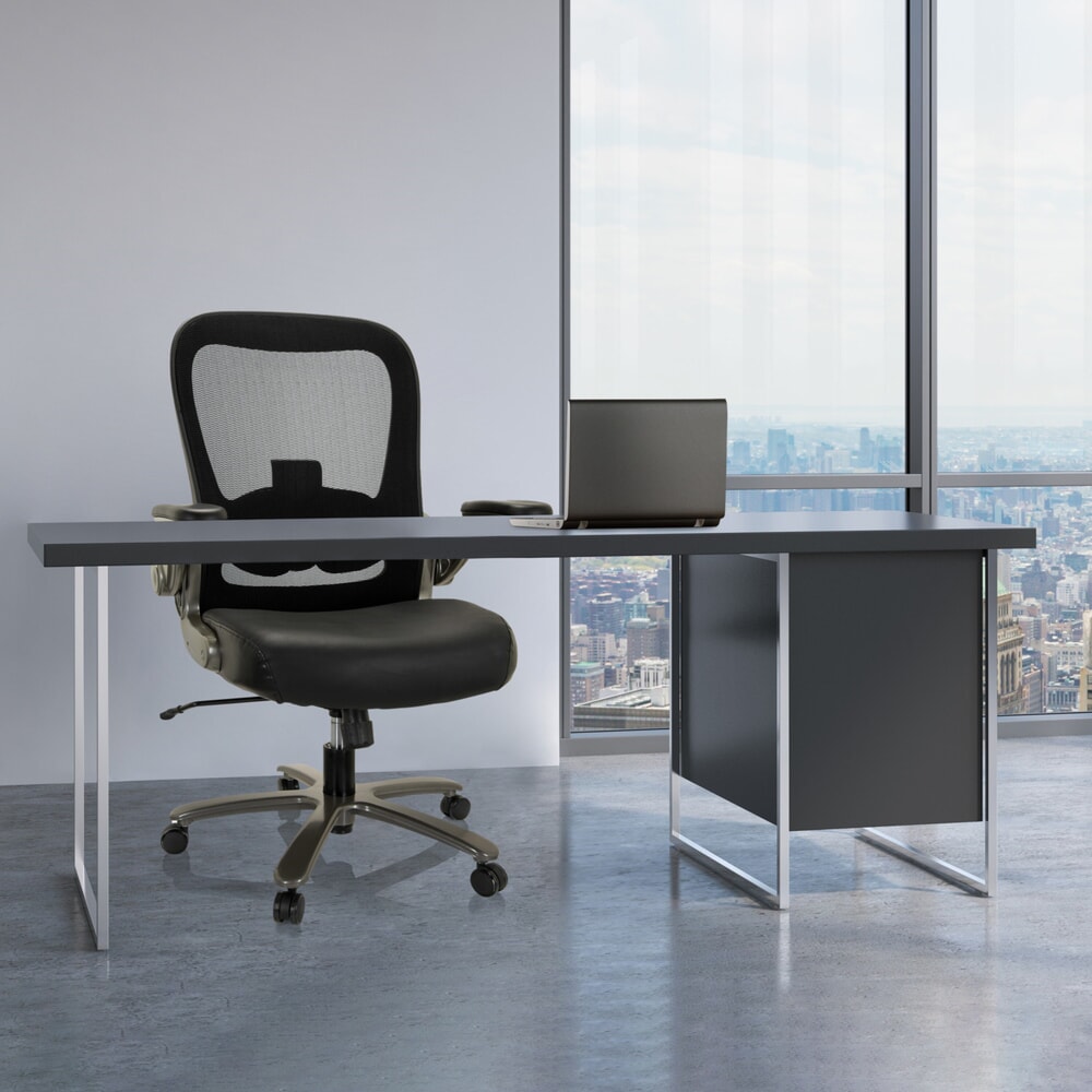 Produktabbildung Nr. 5: hjh OFFICE Schwerlaststuhl / Bürostuhl INSTRUCTOR T I Titan XXL Netzstoff / Leder, schwarz