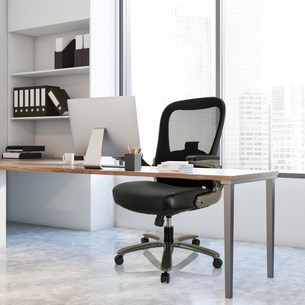 Produktabbildung Nr. 7: hjh OFFICE Schwerlaststuhl / Bürostuhl INSTRUCTOR T I Titan XXL Netzstoff / Leder, schwarz