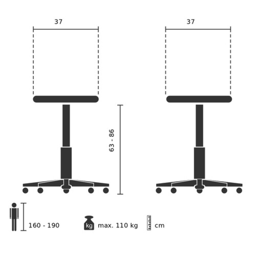 Produktabbildung Nr. 12: hjh OFFICE Ergonomische Hocker / Stehhilfe BALANCE SIT Stoff, schwarz