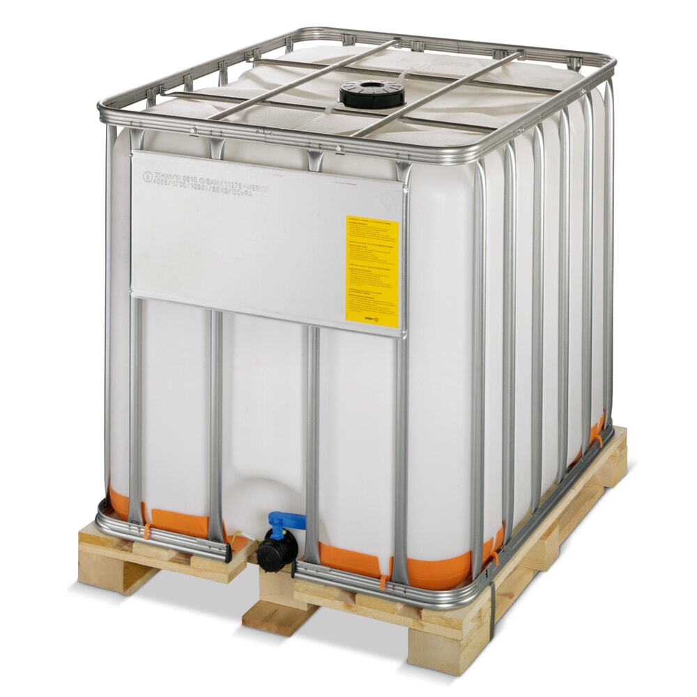 Produktabbildung: IBC-Container Ex-Ausführung, auf Kunststoff-Palette, 1.000 Liter