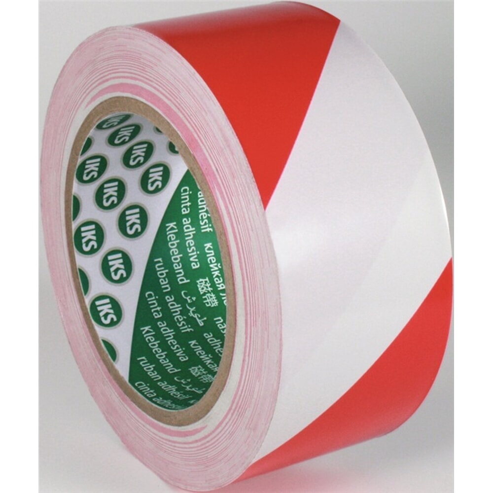 Produktabbildung: IKS Bodenmarkierungsband F33 PVC rot/weiss L.33m B.50mm Rl