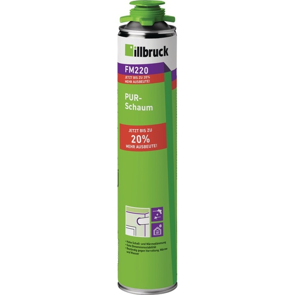 ILLBRUCK 1K-PUR-Schaum FM220 500 ml B2 gelb m.Einw.-Handsch.Dose Produktabbildung Nr. 2: ILLBRUCK 1K-PUR-Schaum FM220 500 ml B2 gelb m.Einw.-Handsch.Dose