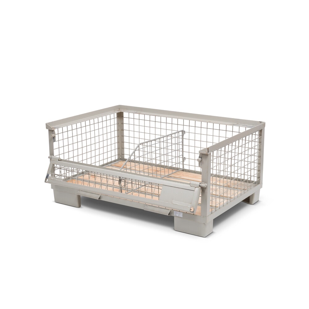 Produktabbildung: Industrie-Gitterbox, halb abklappbare Längswand, Höhe 570 mm