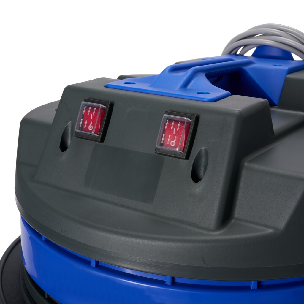 Produktabbildung Nr. 4: HEMMDAL Industriesauger, nass + trocken, Kunststoffbehälter, 2.000 W, 70 l, Kippfahrgestell, Schiebebügel, Ablass-Schlauch