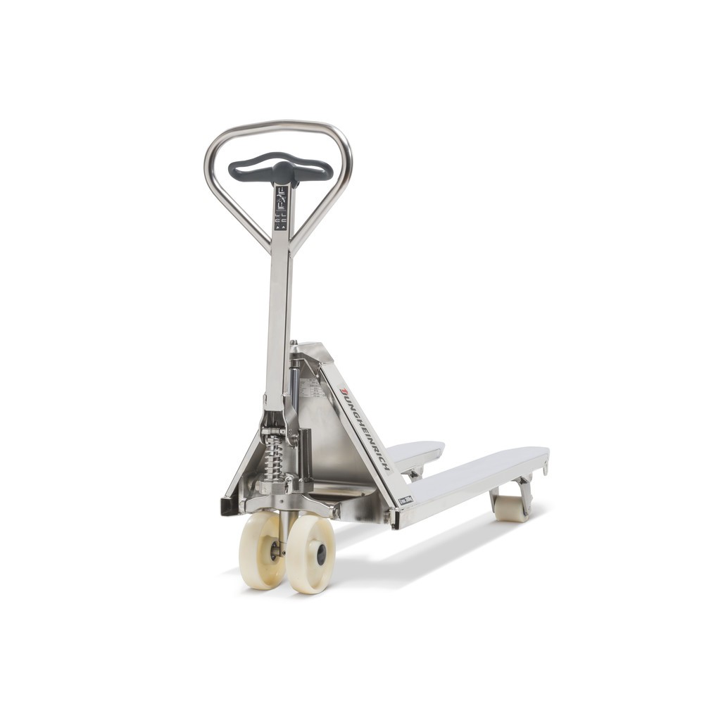 Produktabbildung Nr. 2: Jungheinrich Edelstahl-Handhubwagen AM I20p, Professional-Ausführung, Tragfähigkeit 2.000 kg, Sonder-Gabeltragbreite 680 mm, Gabellänge 970 mm, Polyurethan, Tandemrollen