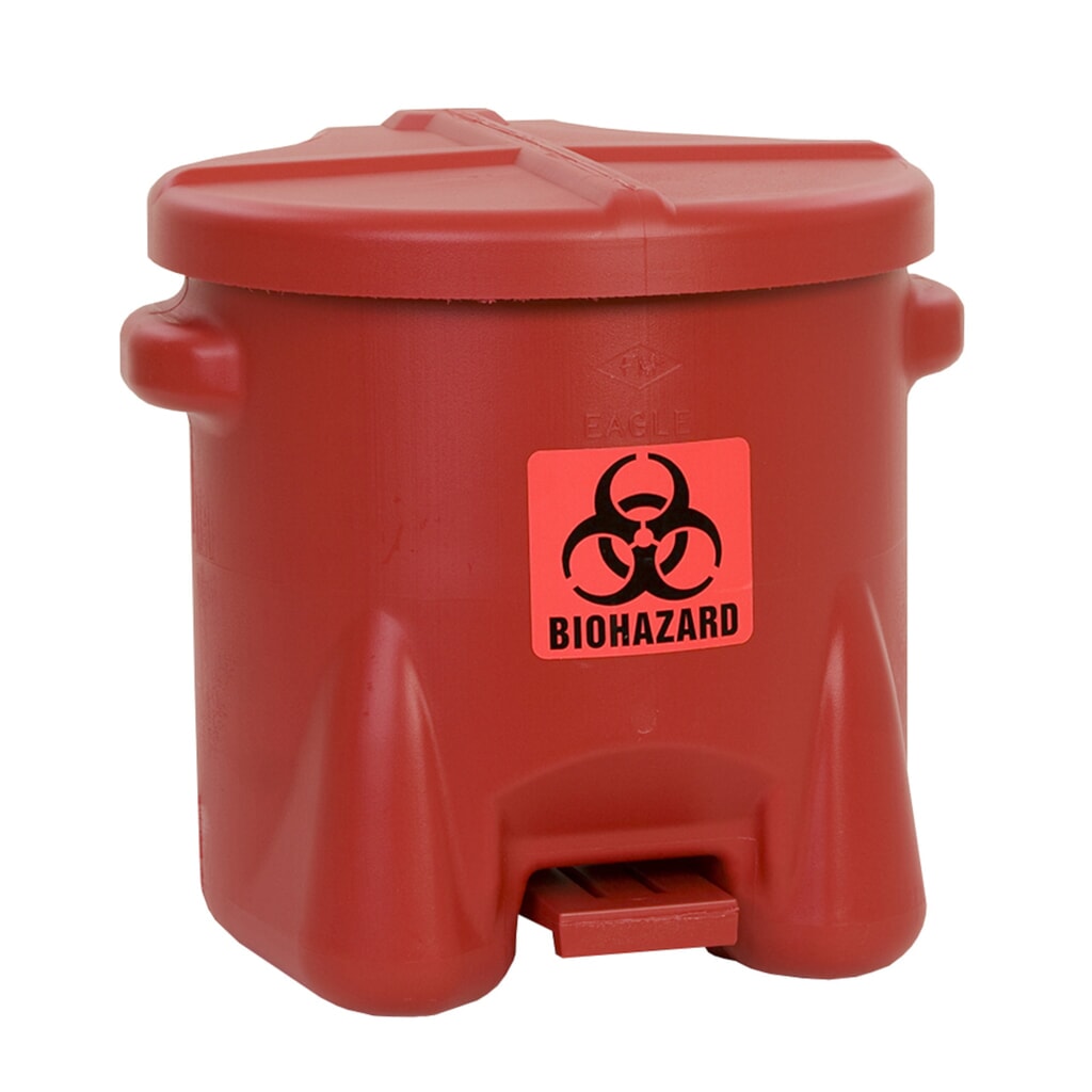 Justrite® Abfalleimer Eagle, biogefährdende Stoffe, HDPE, 22,8 Liter, rot Produktabbildung: Justrite® Abfalleimer Eagle, biogefährdende Stoffe, HDPE, 22,8 Liter, rot
