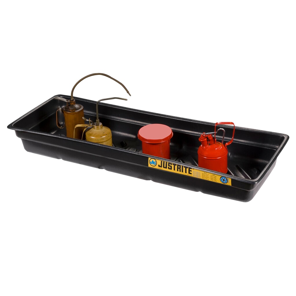 Justrite® Mini-Auffangwanne aus PE, rutschfester Rippenboden, Innenmasse 117 x 41 cm, Kapazität 45 l Produktabbildung Nr. 2: Justrite® Mini-Auffangwanne aus PE, rutschfester Rippenboden, Innenmasse 117 x 41 cm, Kapazität 45 l