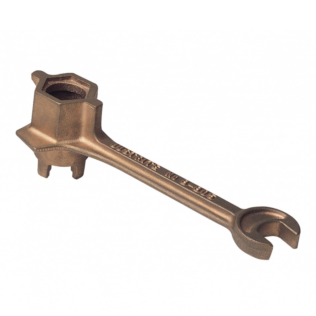 Justrite® Fass-Schlüssel, aus Messing, für 19- und 51-mm-Spundkappen Produktabbildung: Justrite® Fass-Schlüssel, aus Messing, für 19- und 51-mm-Spundkappen