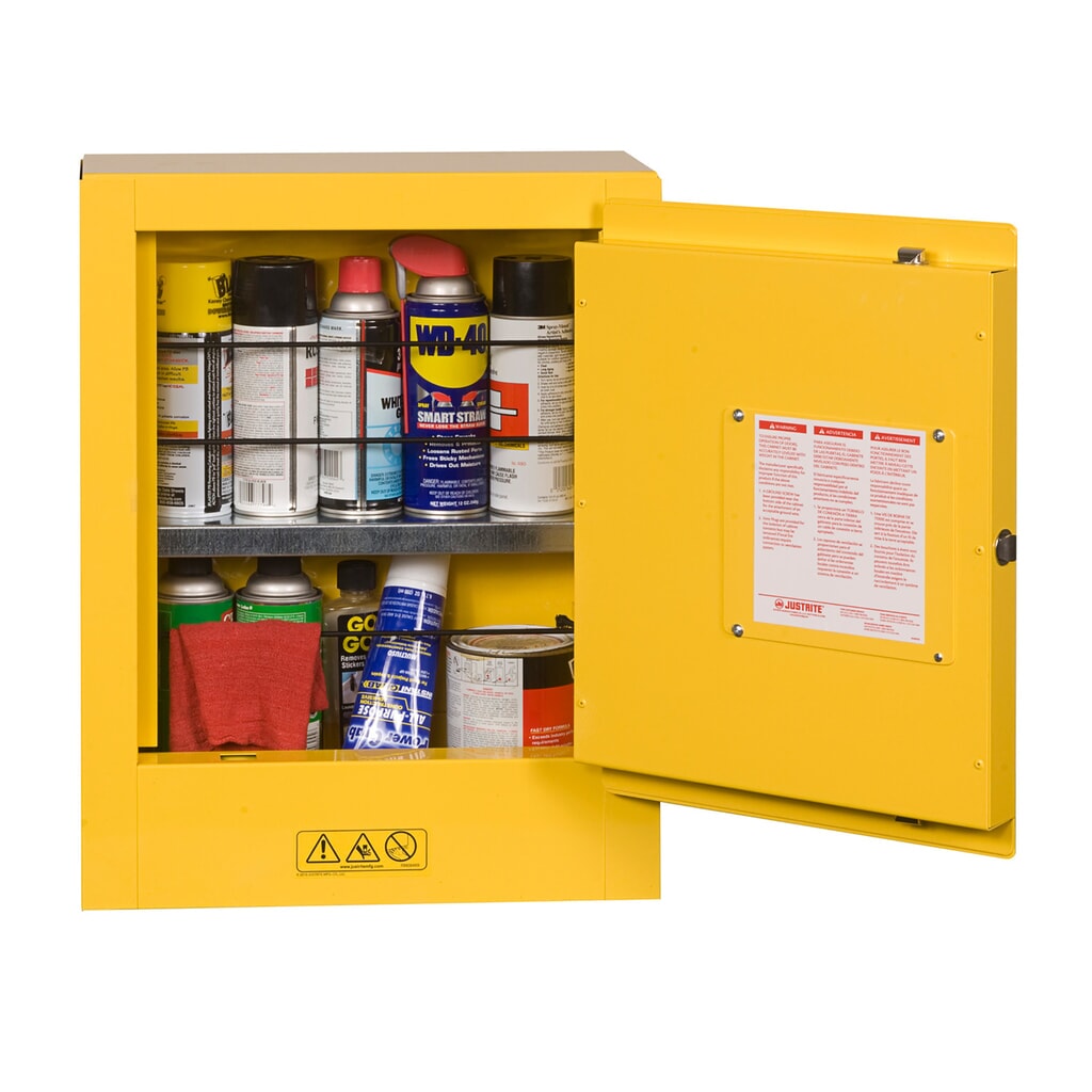 Produktabbildung Nr. 2: Justrite® Mini-Brandschutzschrank, HxBxT 560 x 430 x 200 mm, 1 Fachboden, manuell schliessend