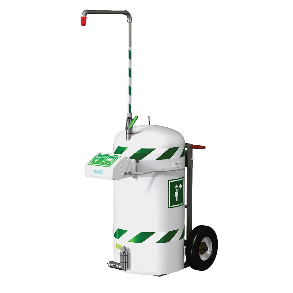 Produktabbildung: Justrite® Mobile Körper-/Augendusche-Kombination J40K45G Hughes, Wärmeisolierung, 114-Liter-Tank