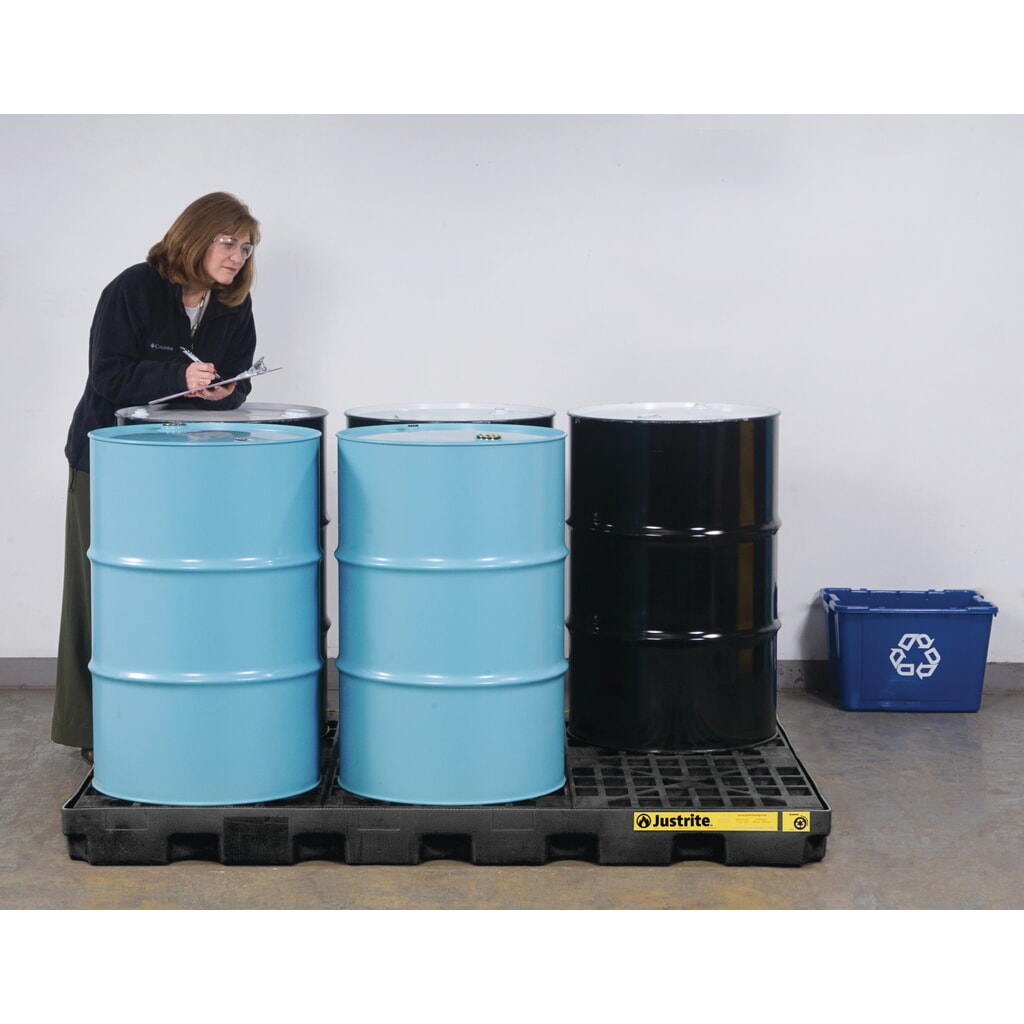 Produktabbildung Nr. 2: Justrite® Flach-Auffangwanne aus PE, 6x 200 l, Auffangvolumen 276 l, schwarz