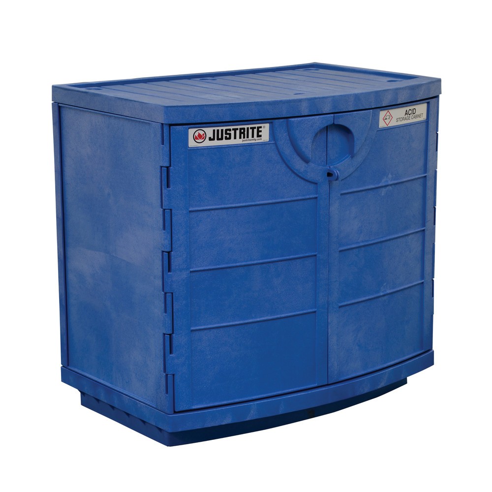 Produktabbildung: Justrite® PE-Chemikalienschrank für korrosive Chemikalien, HxBxT 900 x 910 x 640 mm, 1 Fachboden, manuell schliessend