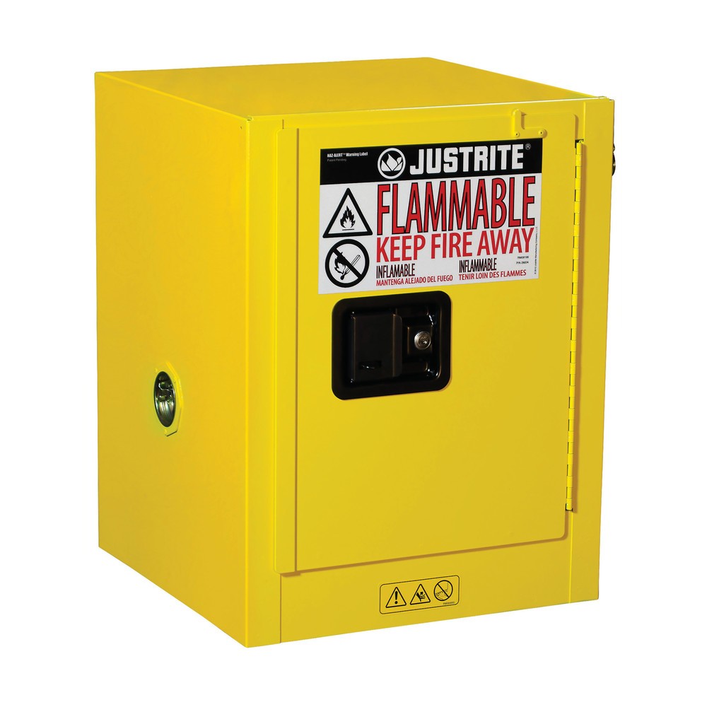 Produktabbildung: Justrite® Brandschutzschrank Countertop Sure-Grip® FM, HxBxT 560 x 430 x 430 mm, 1 Fachboden, manuell schliessend