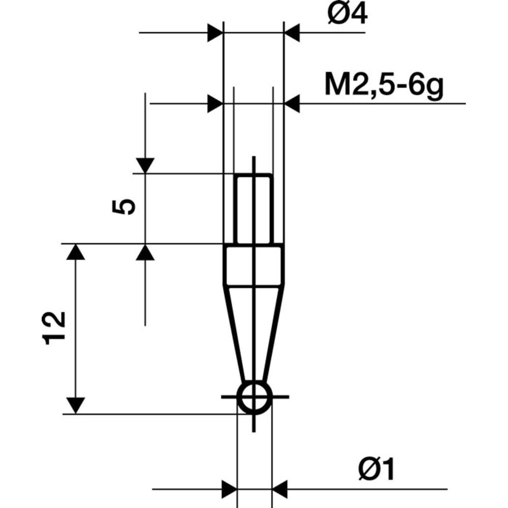 Produktabbildung: KÄFER Messeinsatz, M2,5 Stahl, Ø 3 mm Kugel, passend zu Messuhren