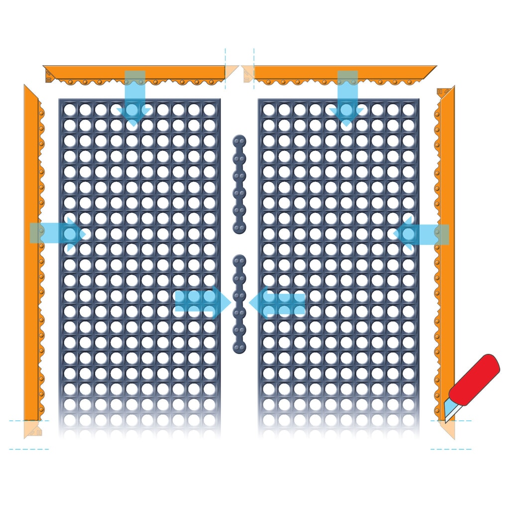 Produktabbildung Nr. 2: Kantenleiste für NoTrax Anti-Ermüdungsmatte aus Nitrilgummi, männlich, BxL 1.520 x 52 mm, orange