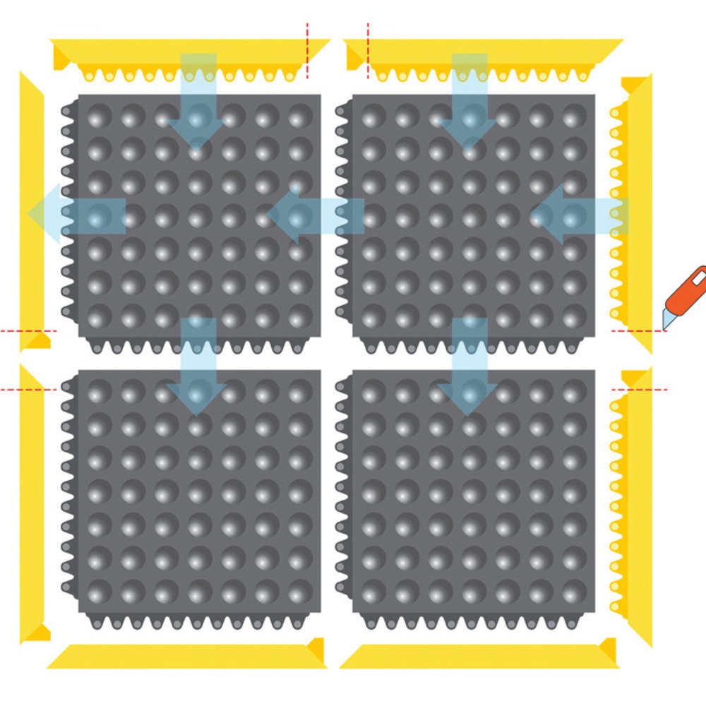 Produktabbildung: Bodenplatte für NoTrax Schweisser-Arbeitsplätze, Stecksystem, BxL 910 x 910 mm