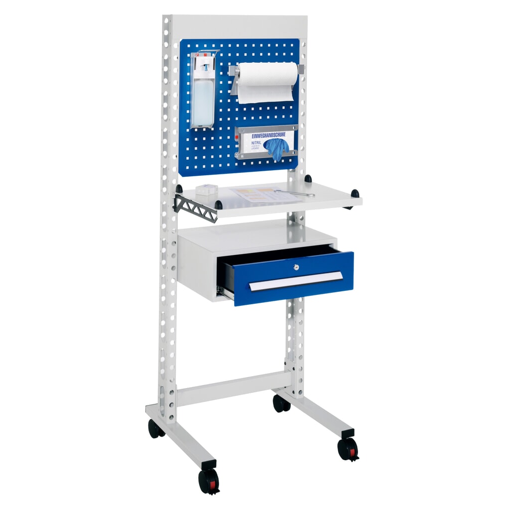 Produktabbildung: Kappes ErgoPlus® Hygienestation, Steharbeitsplatz, mit Lenkrollen, HxBxT 1.770 x 670 x 400 mm, Modell 2