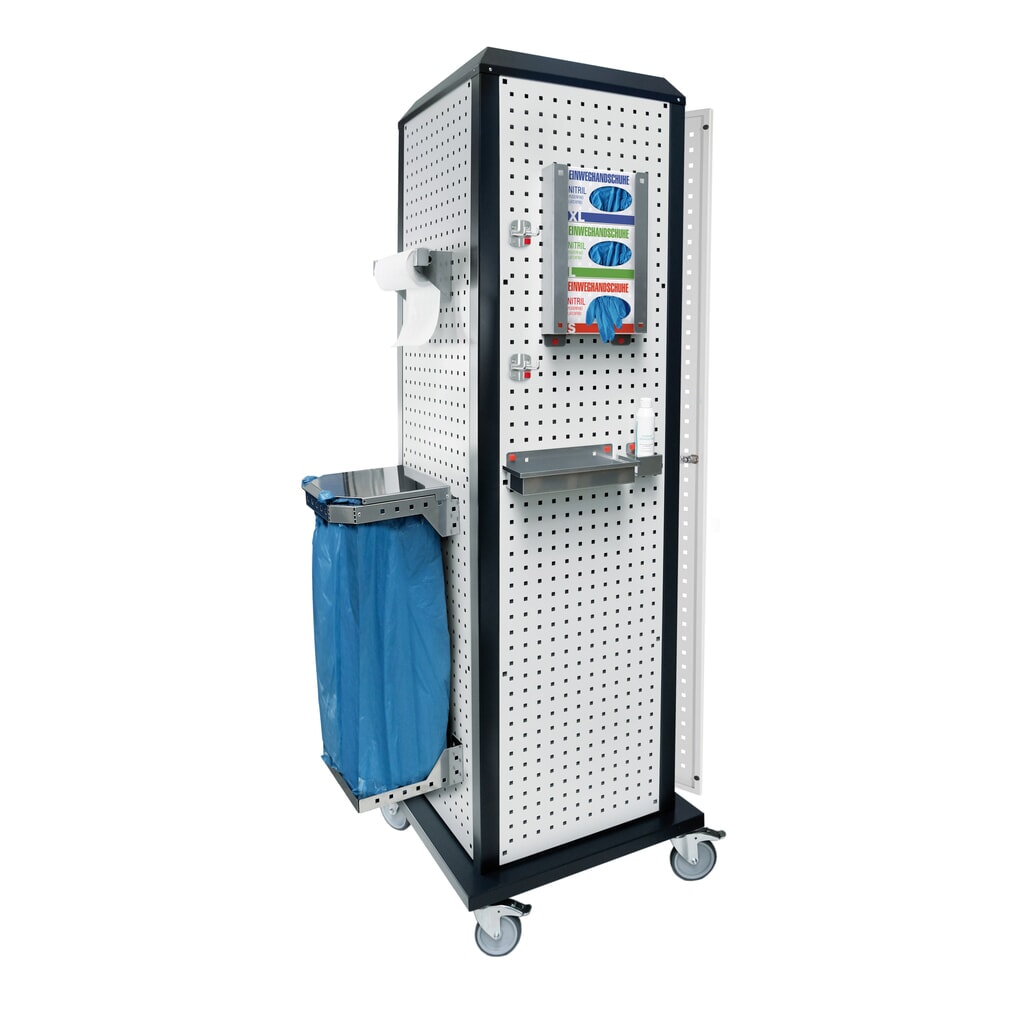 Kappes RasterPlan Hygienestation, mobil, mit Tür und einem Fachboden, HxBxT 2.175 x 700 x 700 mm, Modell 2 Produktabbildung: Kappes RasterPlan Hygienestation, mobil, mit Tür und einem Fachboden, HxBxT 2.175 x 700 x 700 mm, Modell 2