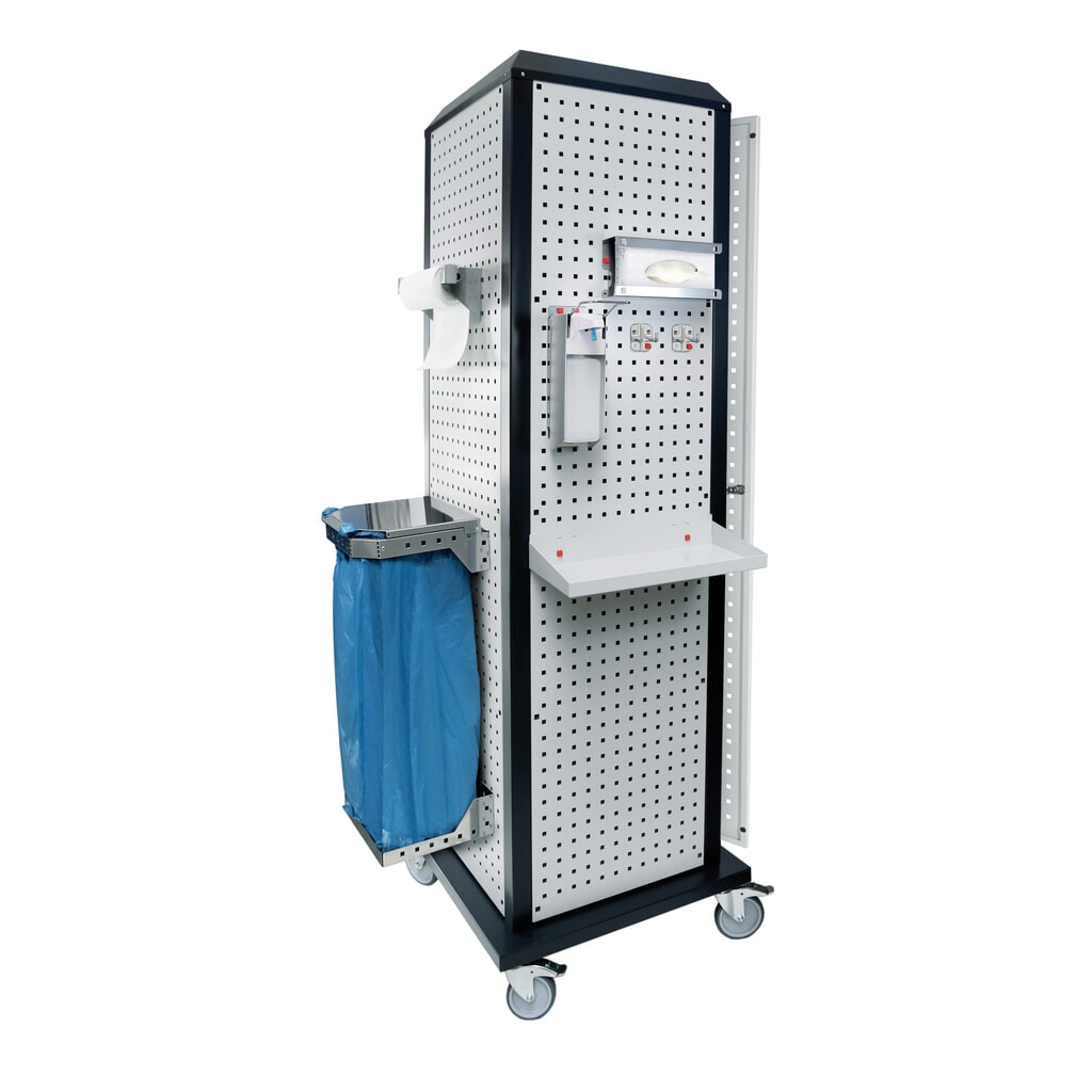 Produktabbildung: Kappes RasterPlan Hygienestation, mobil, mit Tür und einem Fachboden, HxBxT 2.175 x 700 x 700 mm, Modell 3