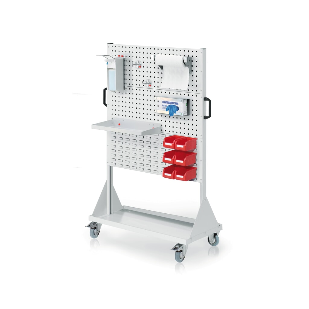 Kappes RasterPlan® Hygienestation, mobile Stellwand, 2 Lochplatten, HxBxT 1.580 x 1.000 x 500 mm, Modell 4 Produktabbildung: Kappes RasterPlan® Hygienestation, mobile Stellwand, 2 Lochplatten, HxBxT 1.580 x 1.000 x 500 mm, Modell 4