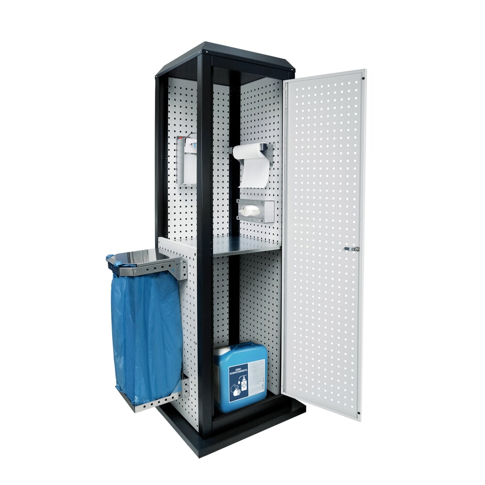 Produktabbildung: Kappes RasterPlan Hygienestation, stationär, mit Tür und einem Fachboden, HxBxT 2.015 x 700 x 700 mm, Modell 4