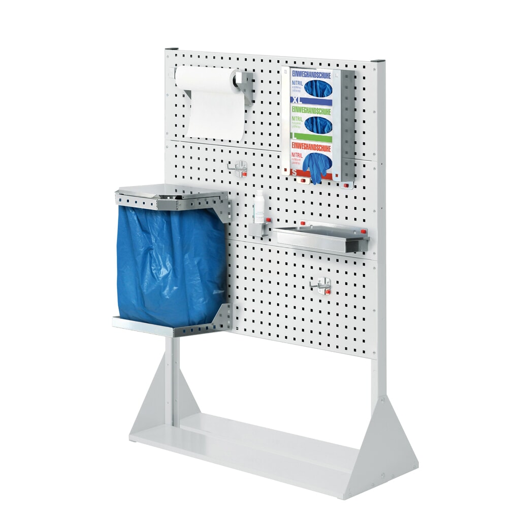 Produktabbildung: Kappes RasterPlan® Hygienestation, Stellwand mit 3 Lochplatten, HxBxT 1.450 x 1.000 x 430 mm, Modell 2