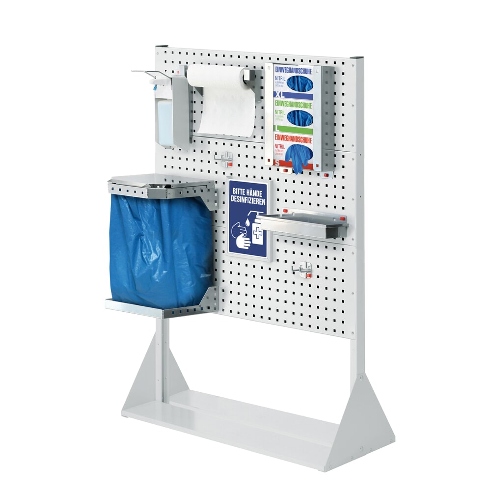 Produktabbildung: Kappes RasterPlan® Hygienestation, Stellwand mit 3 Lochplatten, HxBxT 1.450 x 1.000 x 430 mm, Modell 1