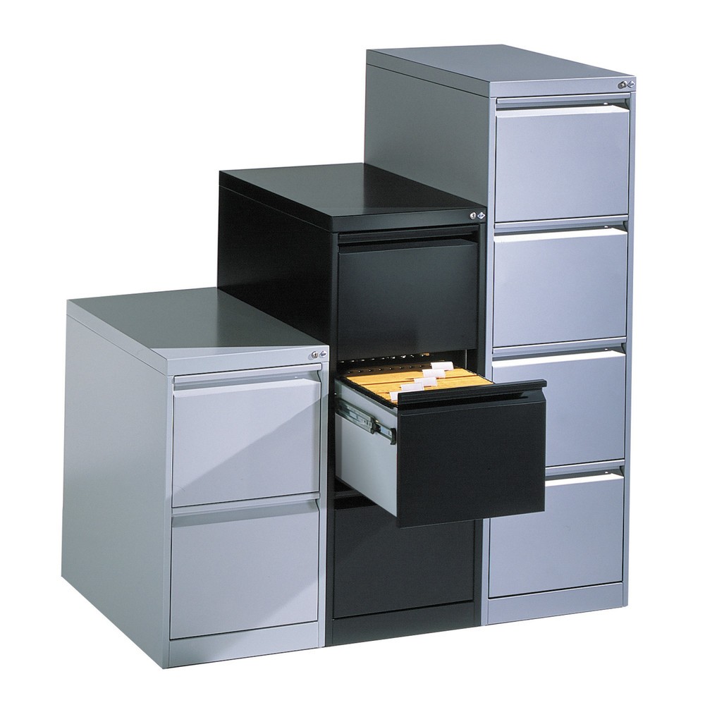 Produktabbildung: C+P Kartei- und Hängeregistraturschrank, 1-bahnig, 2 Schubladen, lichtgrau