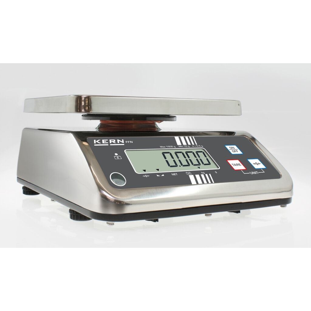KERN Edelstahl-Tischwaage FFN 3K0.5IPN, Schutzklasse IP 65, Wägebereich max. 3 kg Produktabbildung Nr. 2: KERN Edelstahl-Tischwaage FFN 3K0.5IPN, Schutzklasse IP 65, Wägebereich max. 3 kg