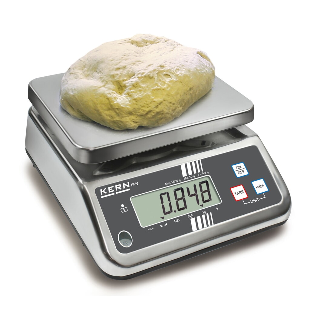 KERN Edelstahl-Tischwaage FFN 3K0.5IPN, Schutzklasse IP 65, Wägebereich max. 3 kg Produktabbildung Nr. 3: KERN Edelstahl-Tischwaage FFN 3K0.5IPN, Schutzklasse IP 65, Wägebereich max. 3 kg