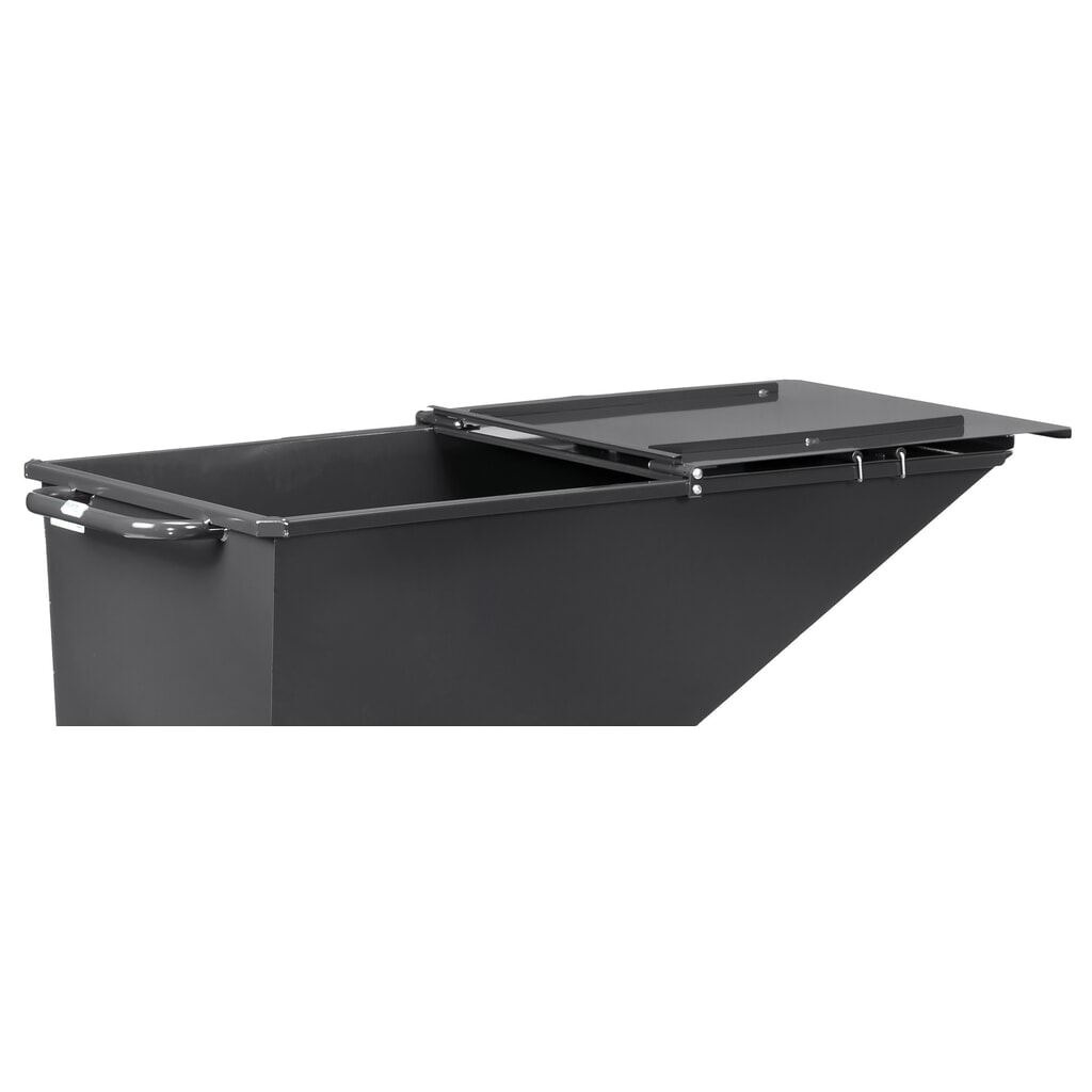 Klappbarer Deckel für fetra® Muldenkipper, mit Rollen, anthrazitgrau, 0,25 m³ Produktabbildung Nr. 4: Klappbarer Deckel für fetra® Muldenkipper, mit Rollen, anthrazitgrau, 0,25 m³