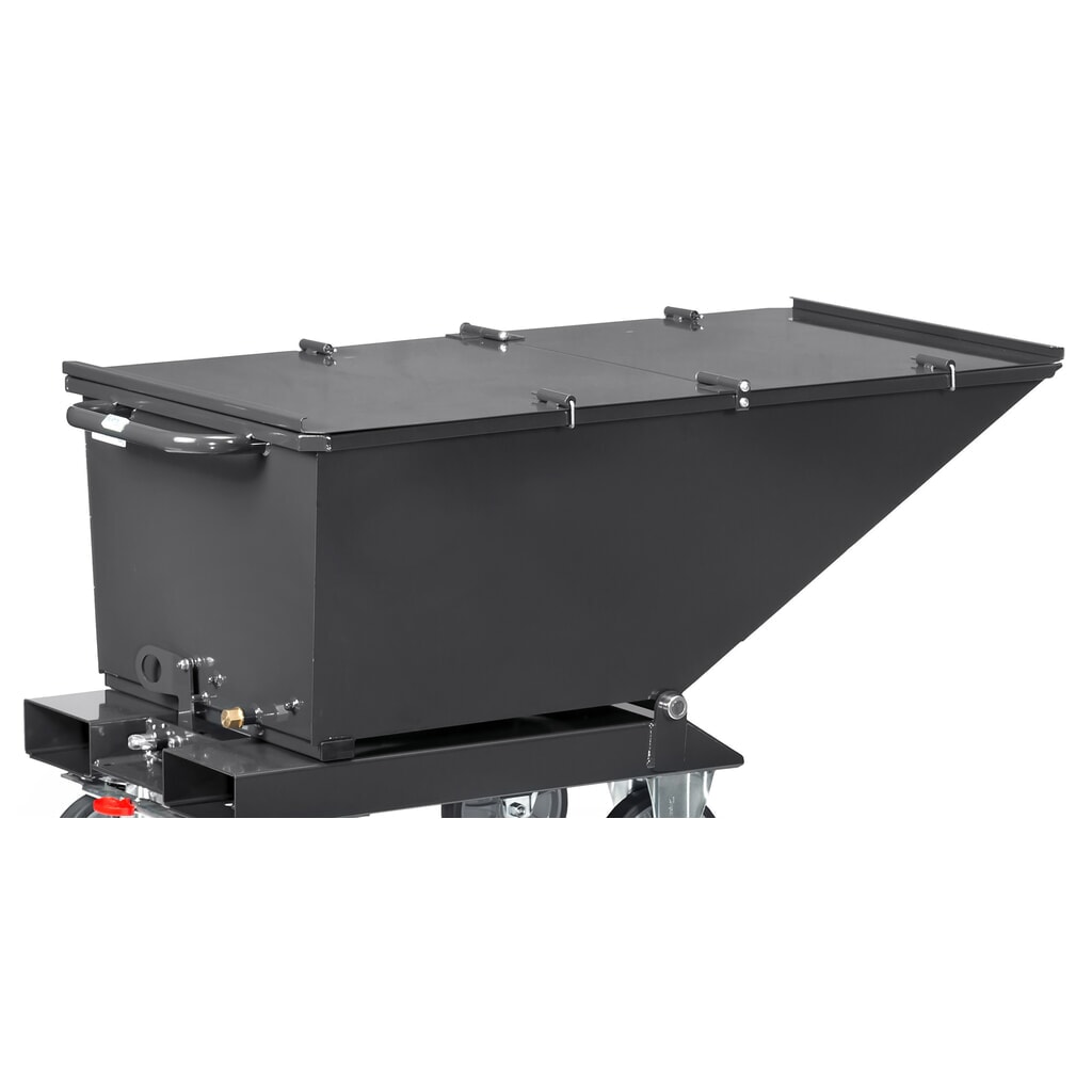 Klappbarer Deckel für fetra® Muldenkipper, mit Rollen, anthrazitgrau, 0,25 m³ Produktabbildung Nr. 1: Klappbarer Deckel für fetra® Muldenkipper, mit Rollen, anthrazitgrau, 0,25 m³