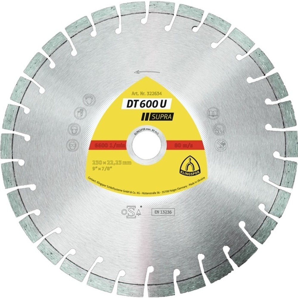 Produktabbildung: KLINGSPOR Diamanttrennscheibe DT 600 U Supra D.125mm Bohr.22,23mm 9mm 20mm