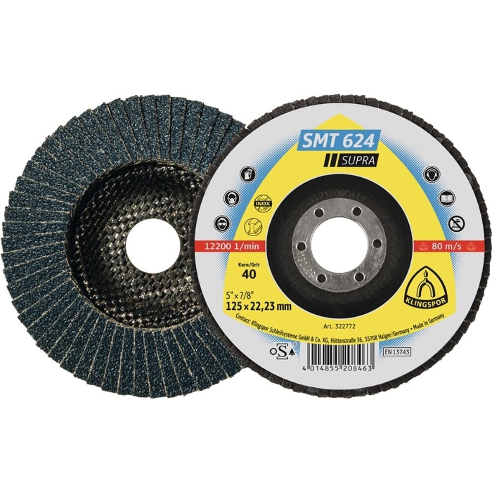 Produktabbildung: Fcherscheibe SMT 624 Supra D115mm K40 12Grad gewlbt INOX ZK
