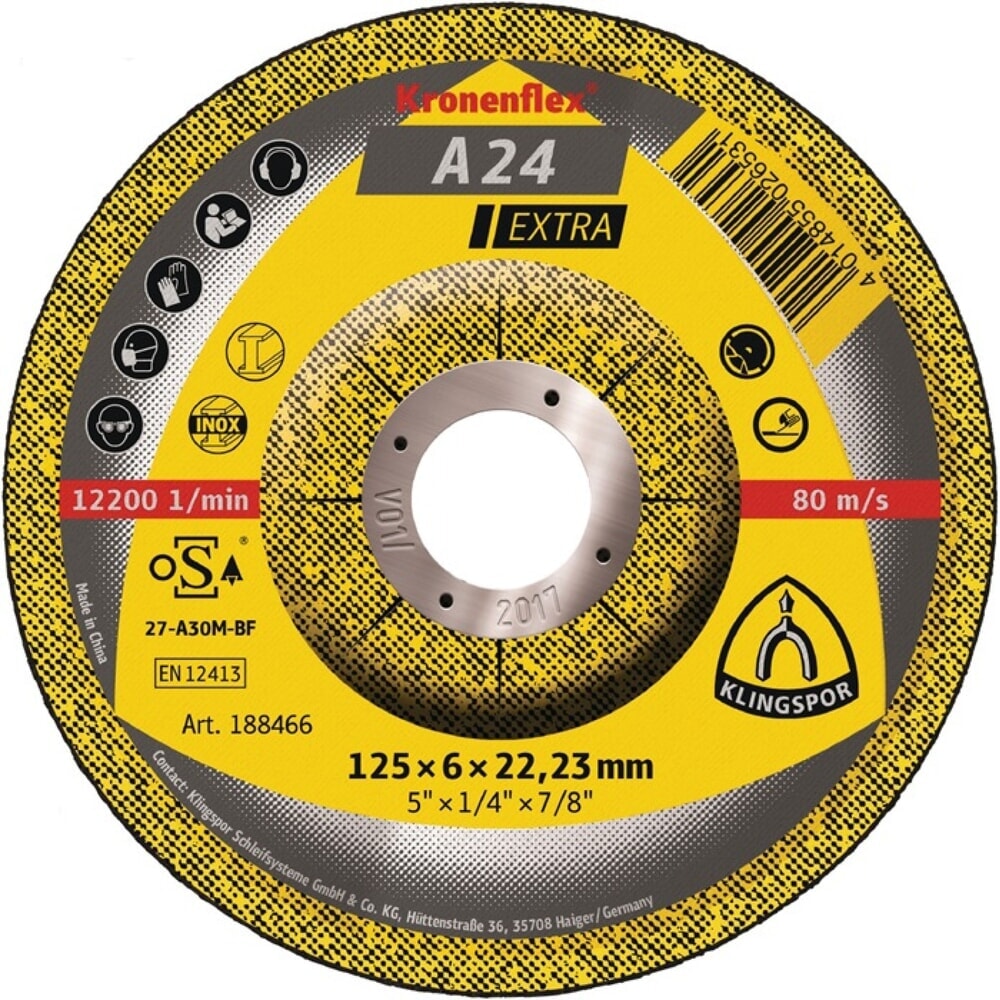 Produktabbildung: KLINGSPOR Schruppscheibe A 24 Extra D115xS6mm gekr.STA Bohr.22,23mm