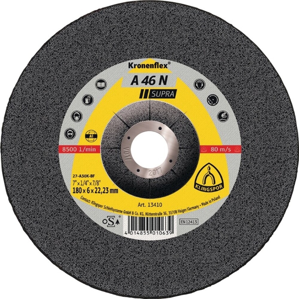 Produktabbildung: KLINGSPOR Schruppscheibe A 46 N Supra D125xS6mm gekr.Alu.Bohr.22,23mm