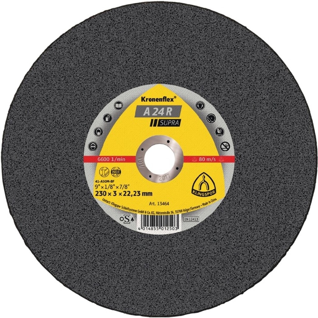KLINGSPOR Trennscheibe A 24 R Supra D115x2,5mm gekr.STA Bohr.22,23mm Produktabbildung: KLINGSPOR Trennscheibe A 24 R Supra D115x2,5mm gekr.STA Bohr.22,23mm