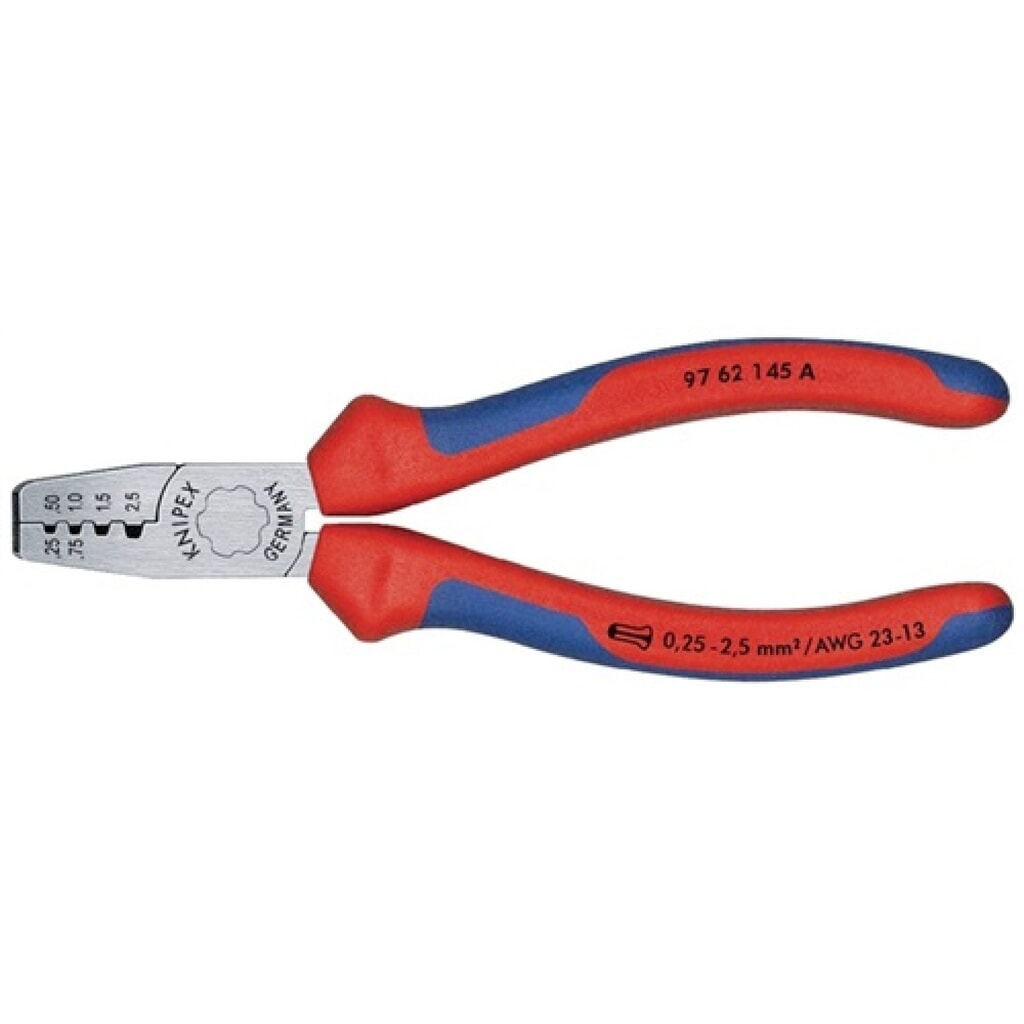 Aderendhülsenzange L.145mm 0,25-2,5 (AWG 23-13) mm² pol.2K-Hülle KNIPEX Produktabbildung: Aderendhülsenzange L.145mm 0,25-2,5 (AWG 23-13) mm² pol.2K-Hülle KNIPEX