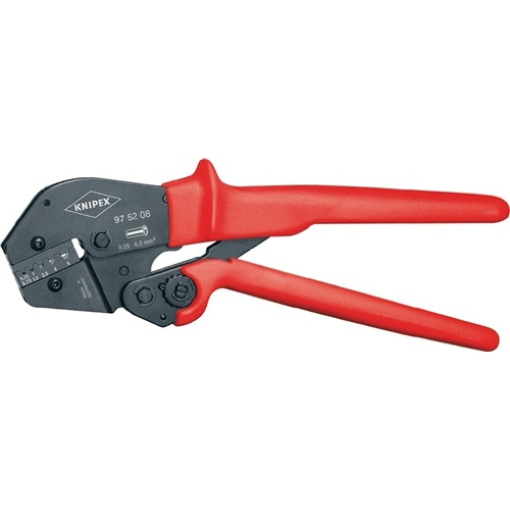 Aderendhülsencrimpzange L.250mm 10-25mm2 (AWG7/5/3) KNIPEX m.Ku.-Hüllen Produktabbildung: Aderendhülsencrimpzange L.250mm 10-25mm2 (AWG7/5/3) KNIPEX m.Ku.-Hüllen