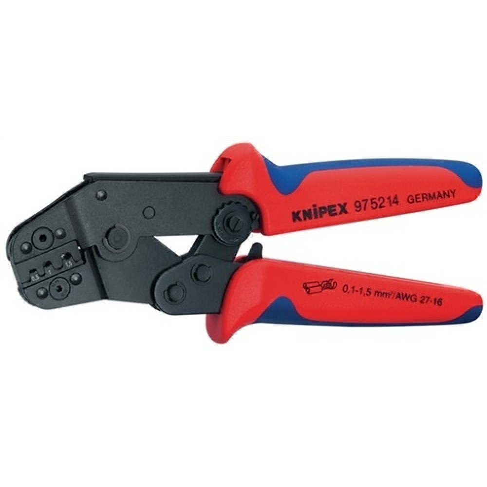 Produktabbildung: Crimp-Hebelzange L.195mm für unisol.Verbinder 2-K-Griffe Öffnungsfeder Knipex